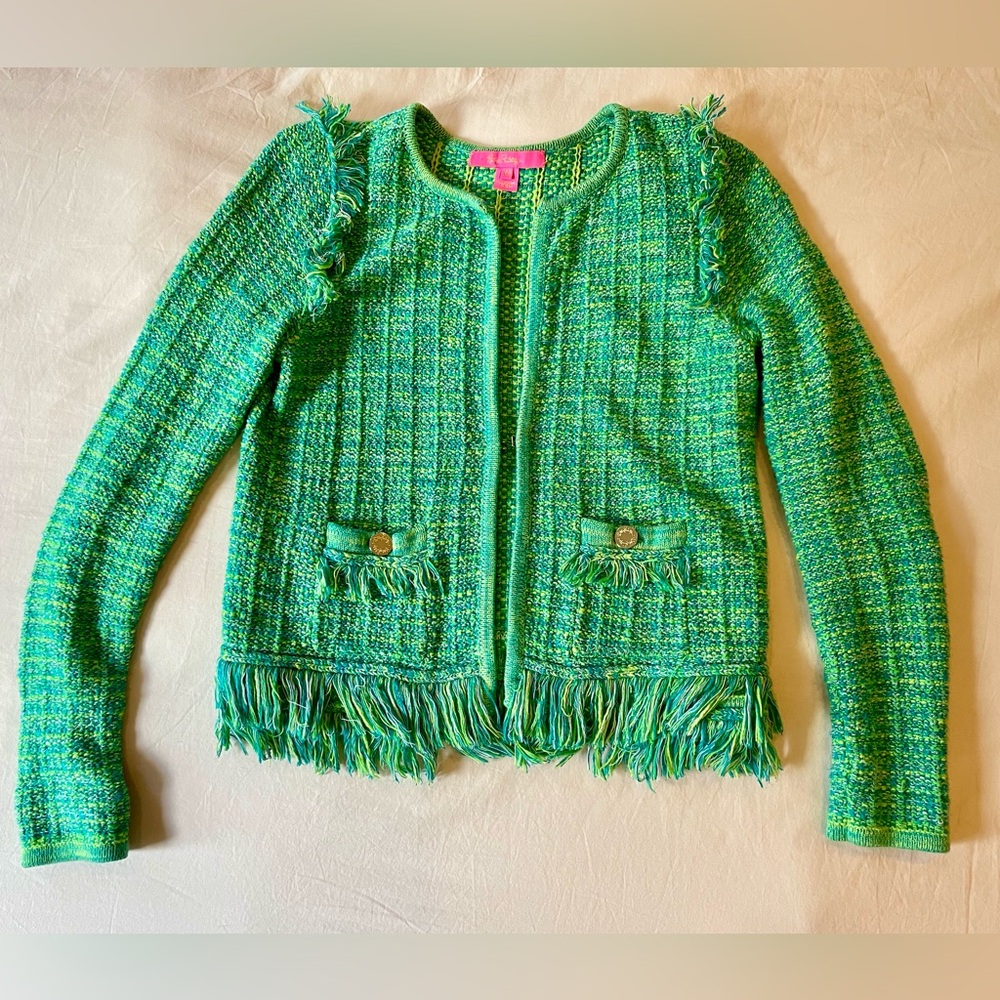 Lilly Pulitzer Simora Cardigan Tweed Hook Front, XXS